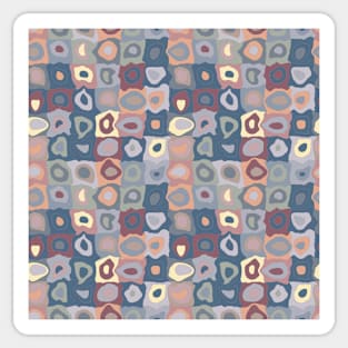 Summer Breeze  - Retro Geometric Wobbly Square Grid Pattern Sticker